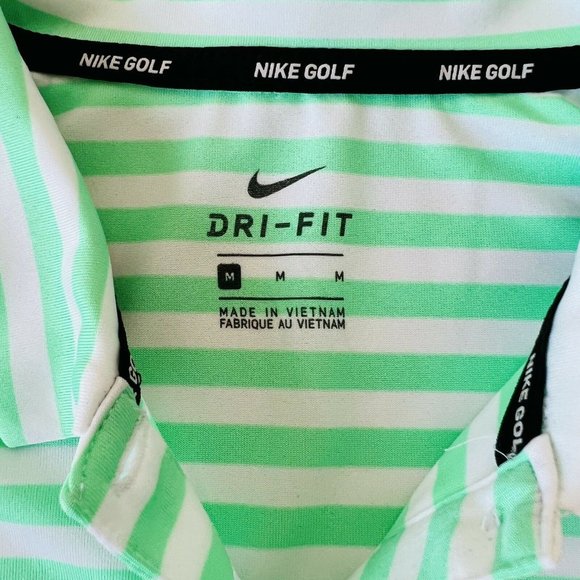 Nike Green Striped Women's Top, size medium, mint green and white stripe Dri-Fit - Picture 2 of 9